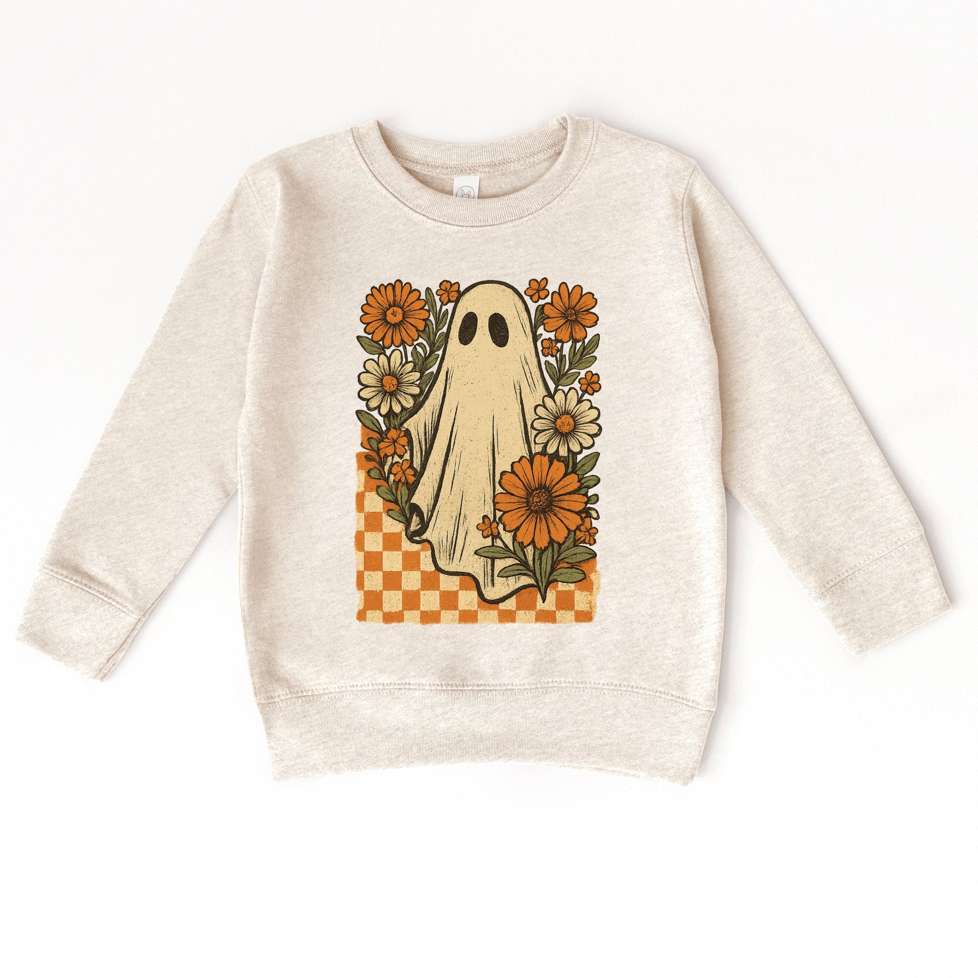 Checkered Ghost Floral Vintage - Toddler Graphic Sweatshirt and Youth Graphic Sweatshirt