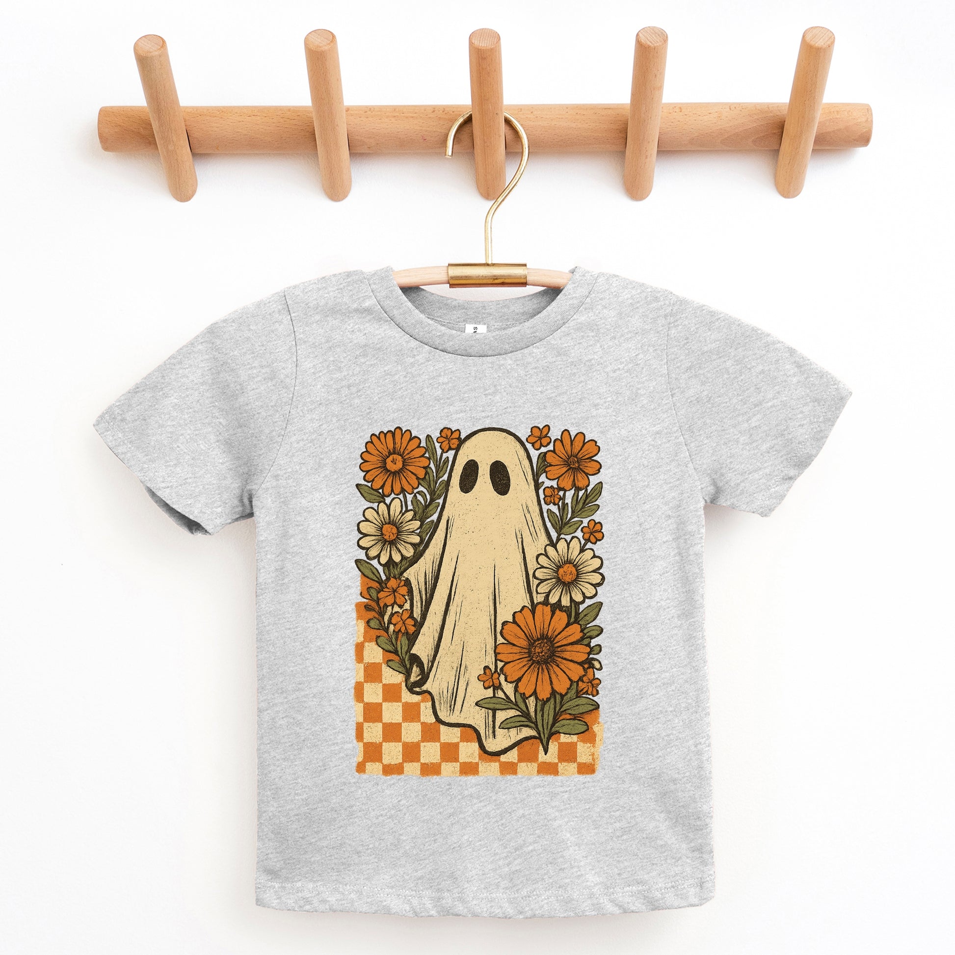 Checkered Ghost Floral Vintage - Youth Short Sleeve Graphic T-Shirt and Toddler Short Sleeve Graphic T-Shirt