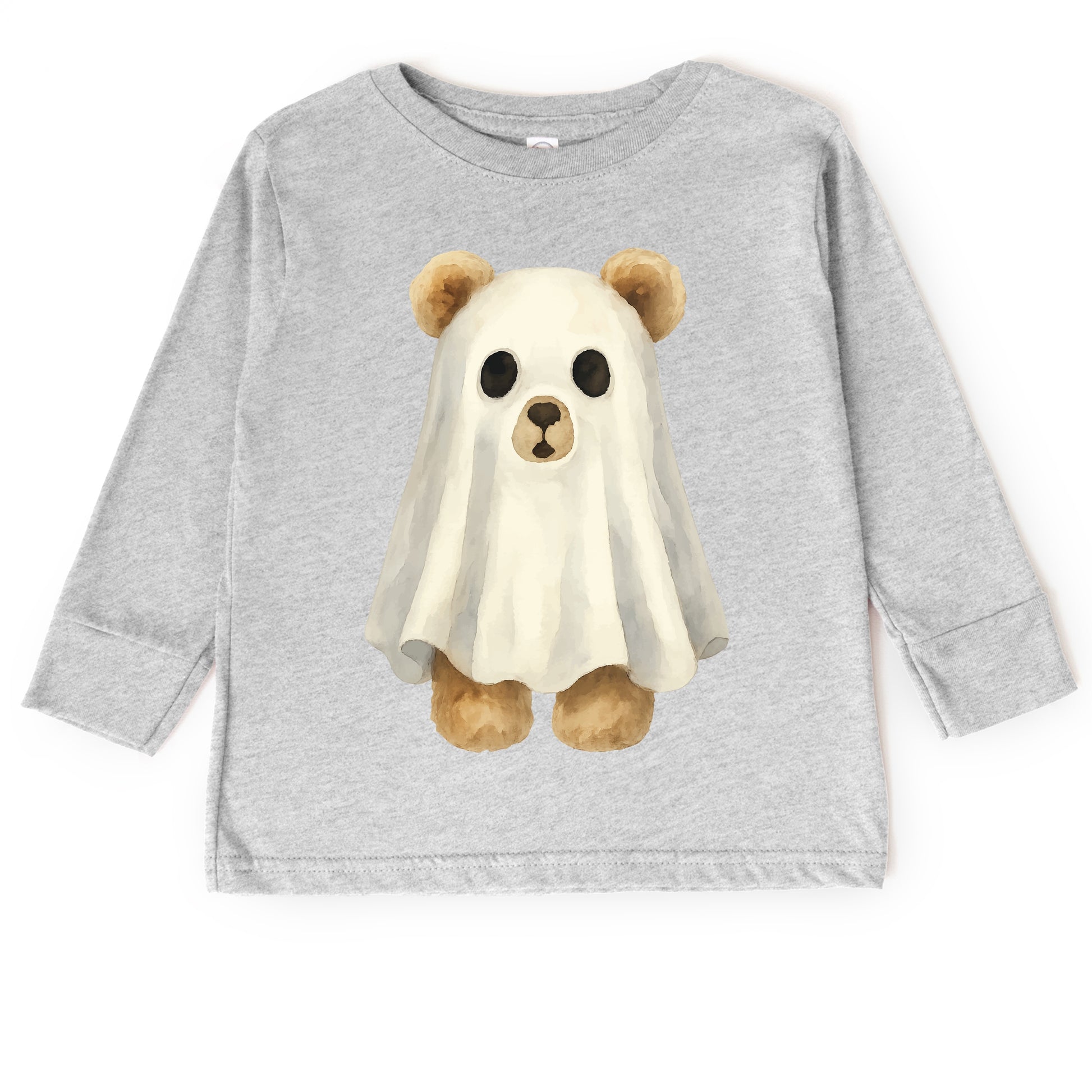Watercolor Ghost Bear - Kids Youth Long Sleeve Tee and Kids Toddler Long Sleeve Tee