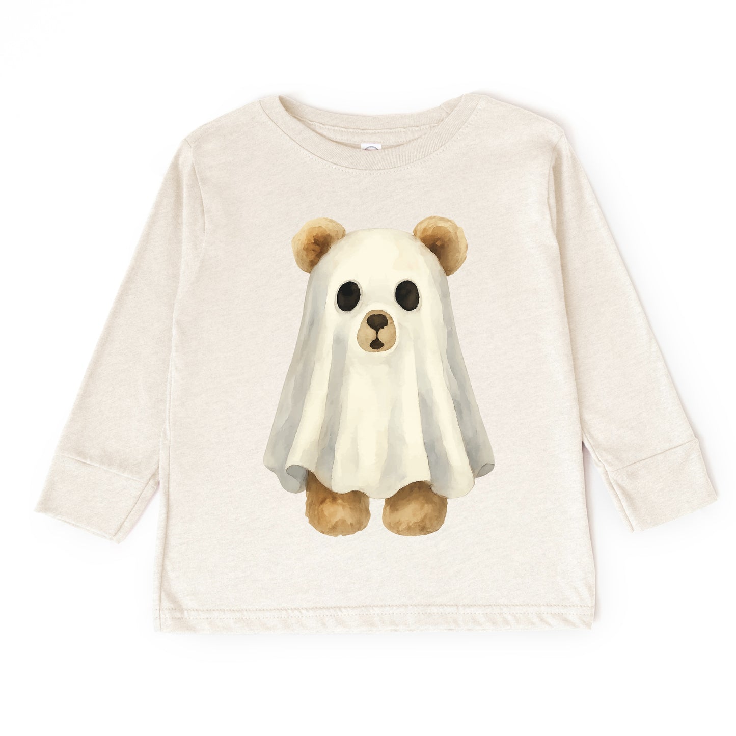 Watercolor Ghost Bear - Kids Youth Long Sleeve Tee and Kids Toddler Long Sleeve Tee