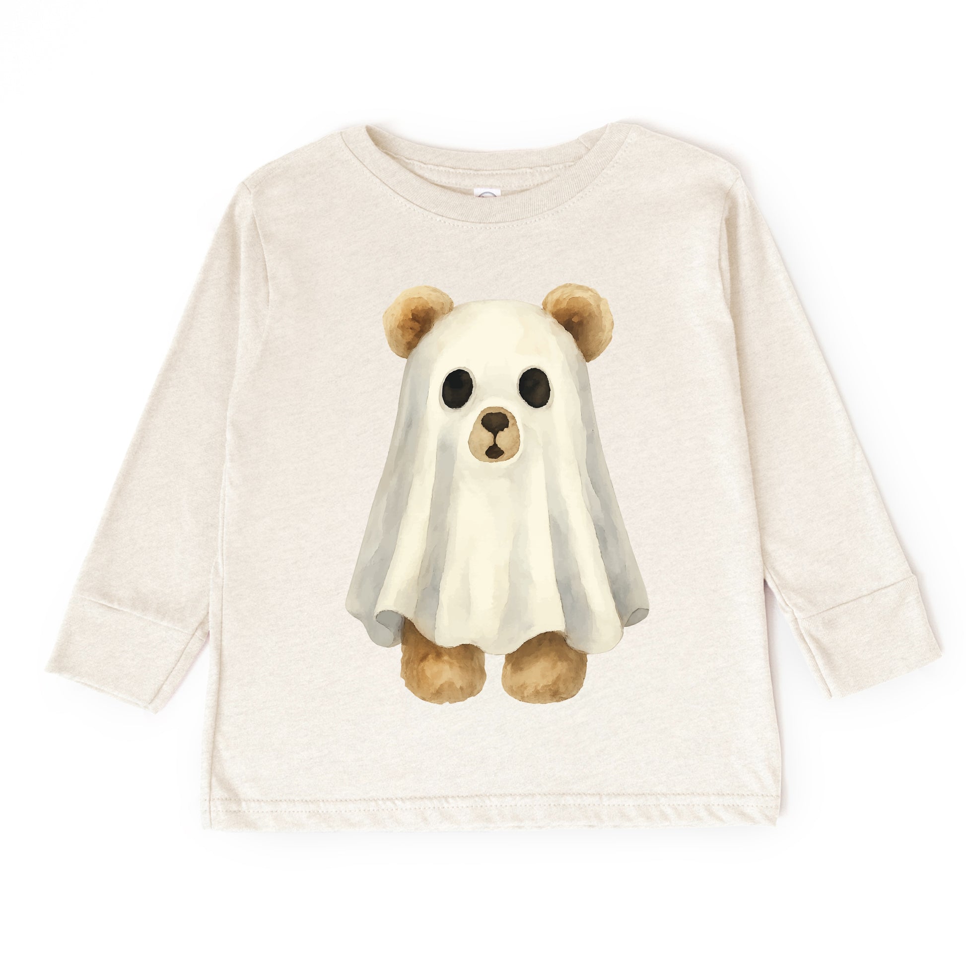 Watercolor Ghost Bear - Kids Youth Long Sleeve Tee and Kids Toddler Long Sleeve Tee