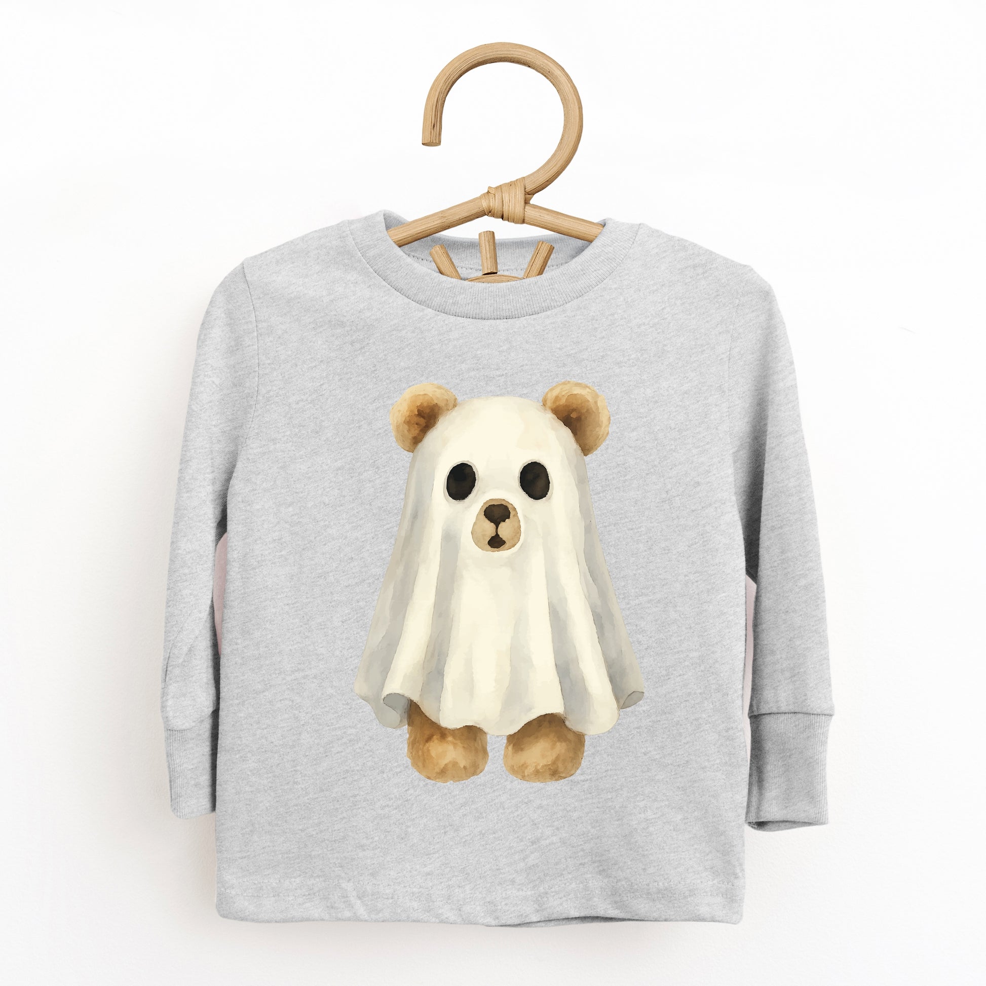 Watercolor Ghost Bear - Kids Youth Long Sleeve Tee and Kids Toddler Long Sleeve Tee