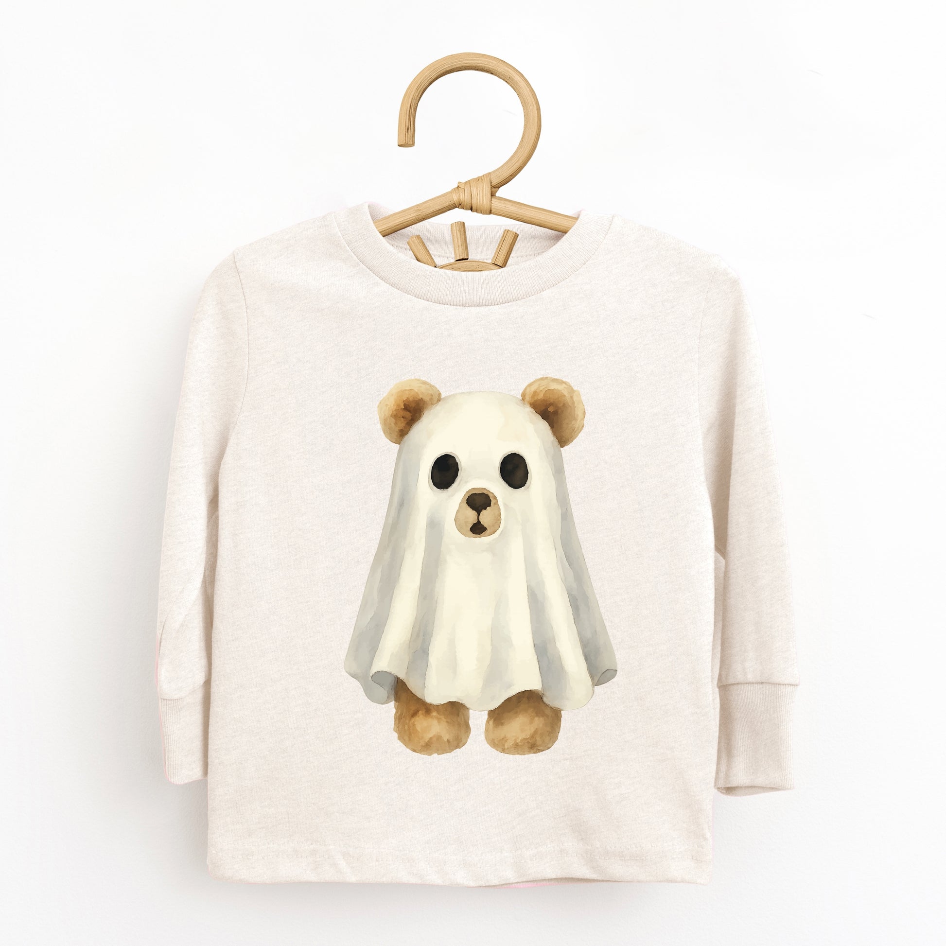 Watercolor Ghost Bear - Kids Youth Long Sleeve Tee and Kids Toddler Long Sleeve Tee