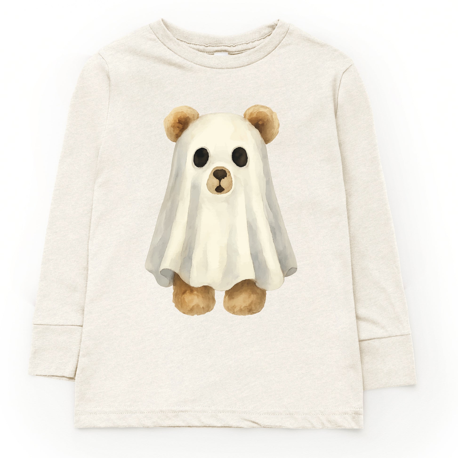 Watercolor Ghost Bear - Kids Youth Long Sleeve Tee and Kids Toddler Long Sleeve Tee
