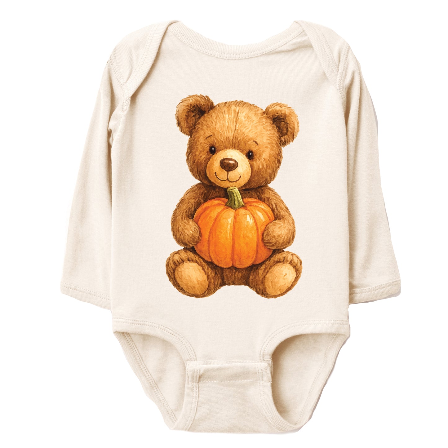 Watercolor Pumpkin Bear - Baby Long Sleeve Bodysuit