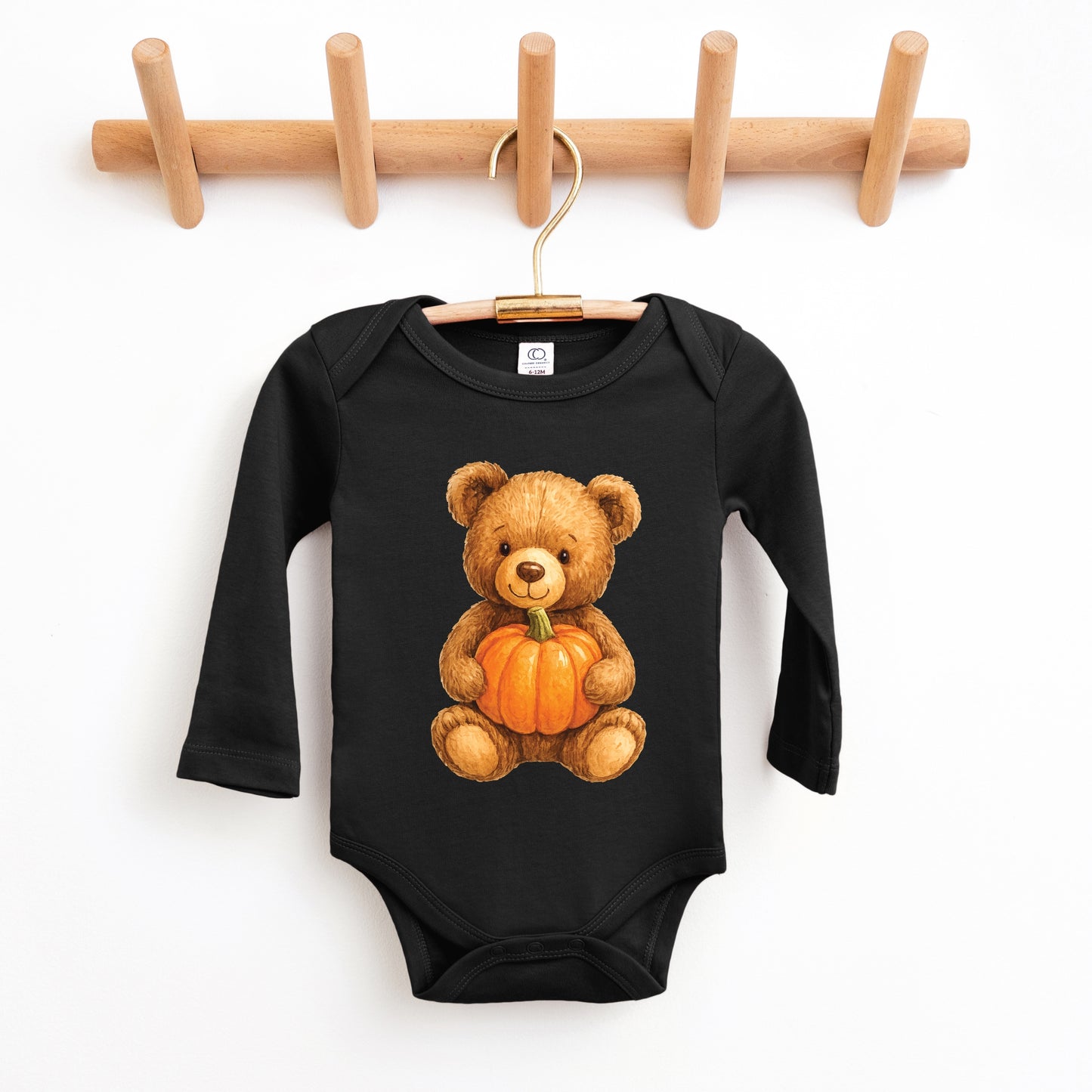 Watercolor Pumpkin Bear - Baby Long Sleeve Bodysuit
