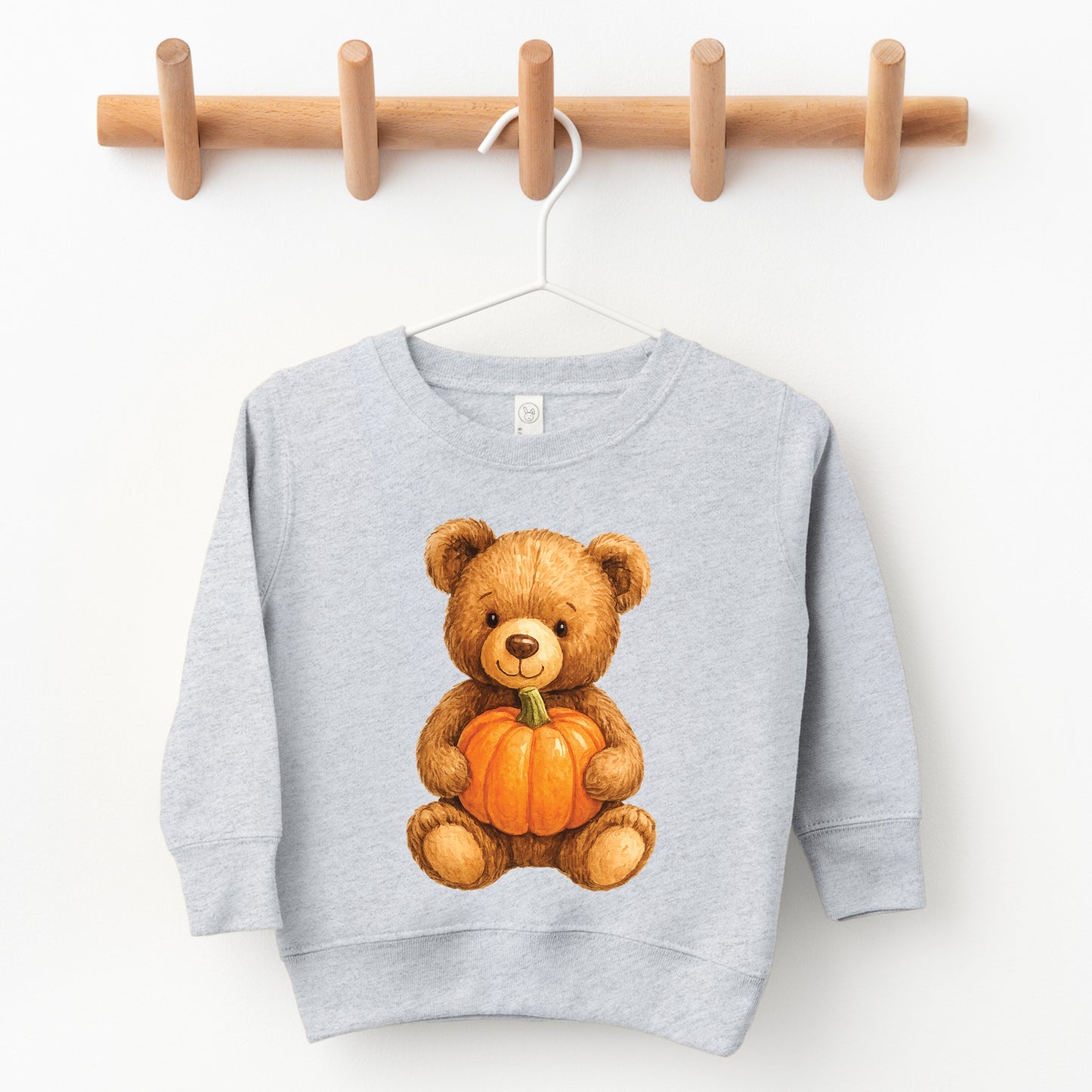 Watercolor Pumpkin Bear - Kids Youth Sweatshirt and Kids Toddler Sweatshirt