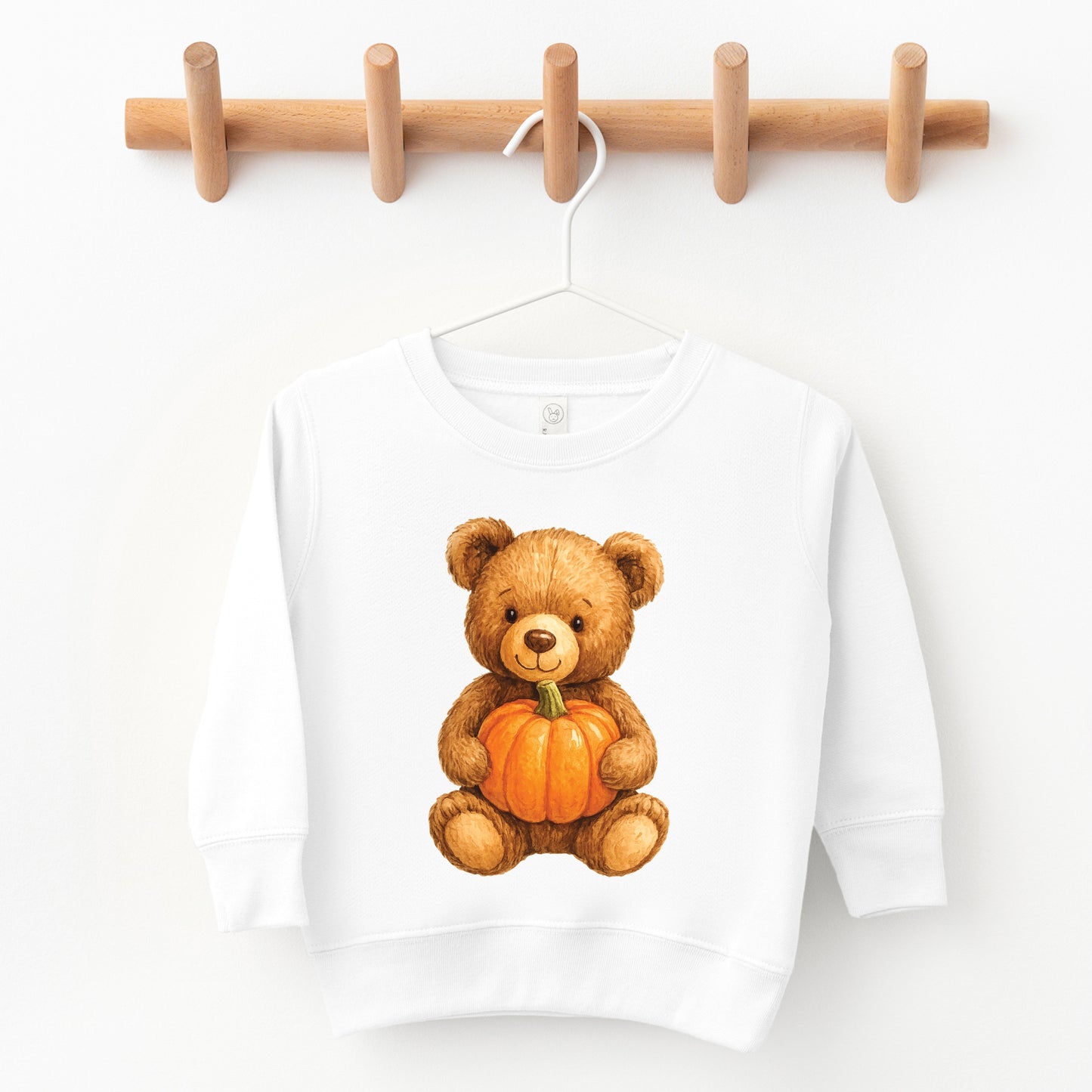 Watercolor Pumpkin Bear - Kids Youth Sweatshirt and Kids Toddler Sweatshirt