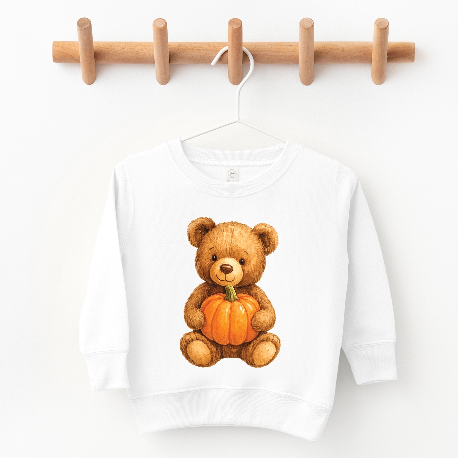 Watercolor Pumpkin Bear - Kids Youth Sweatshirt and Kids Toddler Sweatshirt