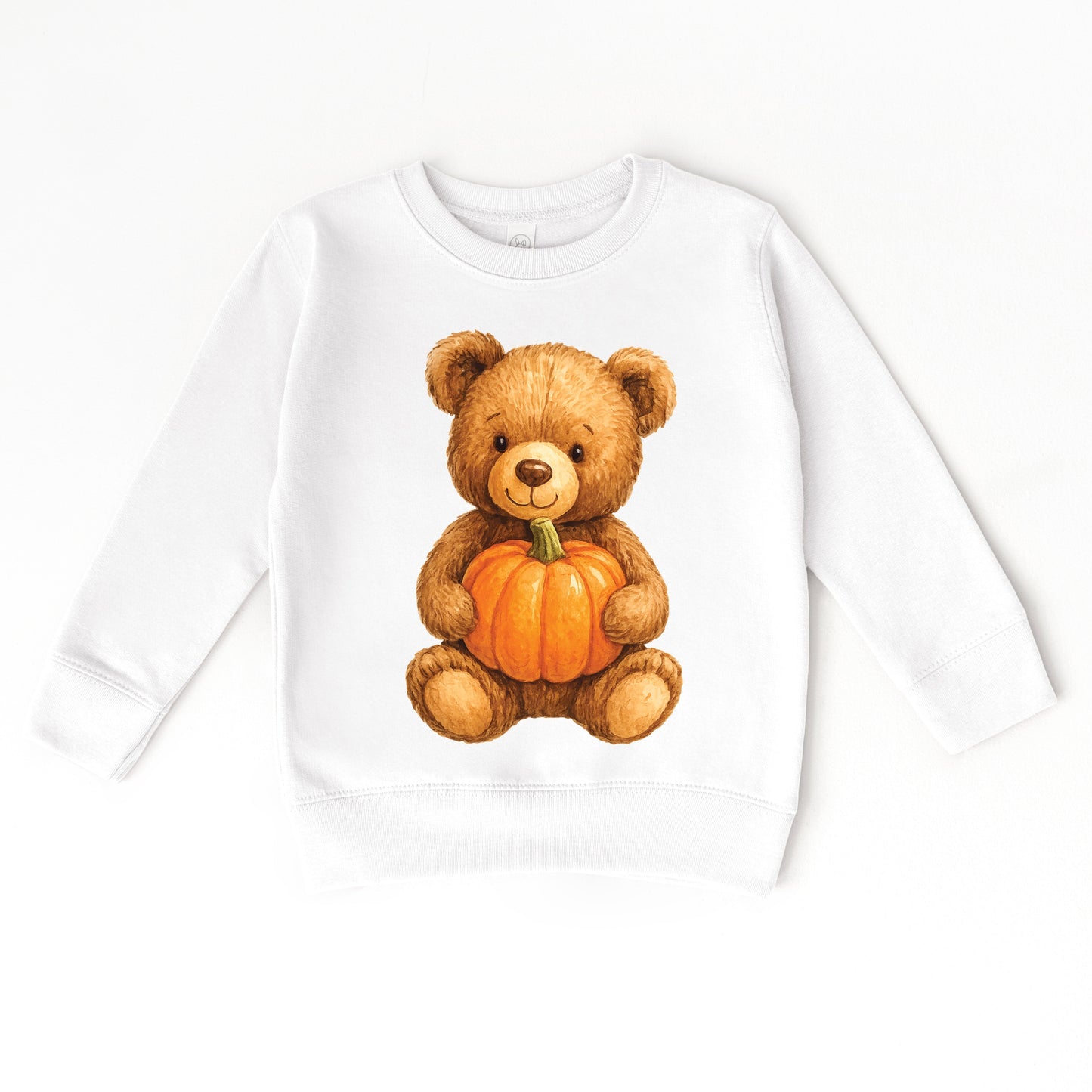 Watercolor Pumpkin Bear - Kids Youth Sweatshirt and Kids Toddler Sweatshirt
