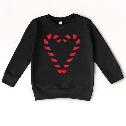 Candy Cane Heart - Toddler Graphic Sweatshirt and Youth Graphic Sweatshirt