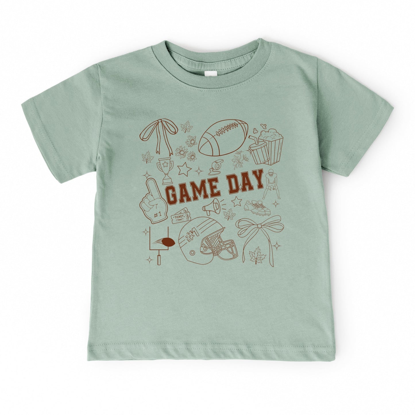 Football Game Day Collage - Kids Youth Short Sleeve Tee and Toddler Short Sleeve Tee