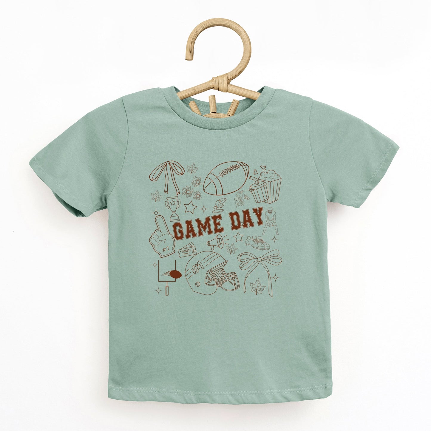 Football Game Day Collage - Kids Youth Short Sleeve Tee and Toddler Short Sleeve Tee