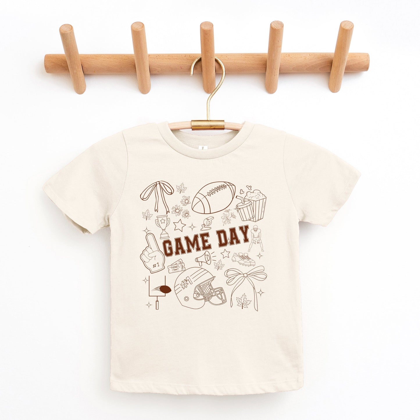 Football Game Day Collage - Kids Youth Short Sleeve Tee and Toddler Short Sleeve Tee
