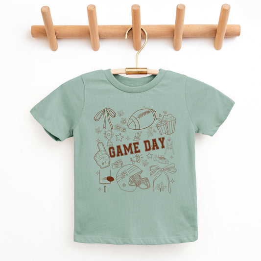 Football Game Day Collage - Kids Youth Short Sleeve Tee and Toddler Short Sleeve Tee