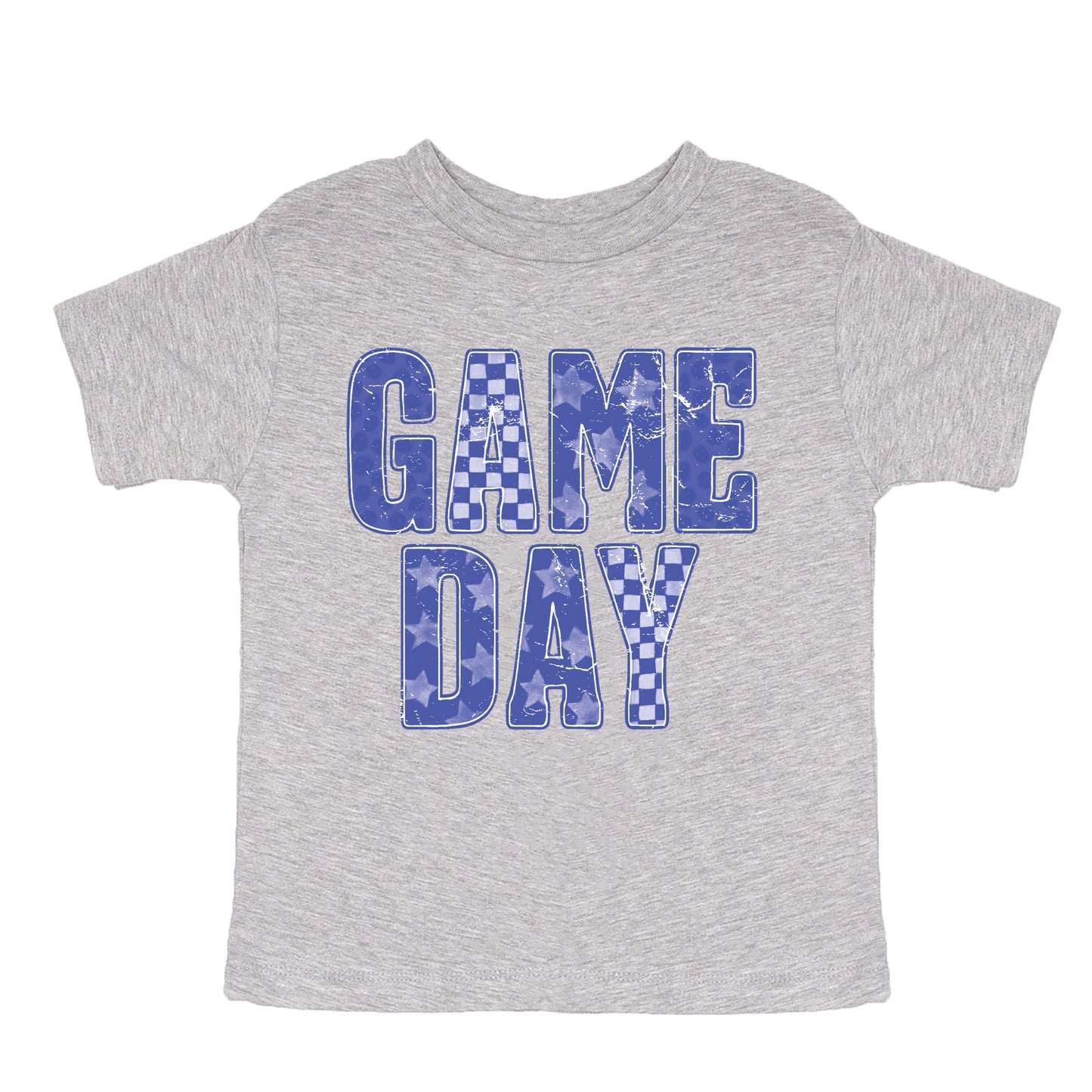 Game Day Blue Checkered - Kids Youth Short Sleeve Graphic T-Shirt and Toddler Short Sleeve Graphic T-Shirt