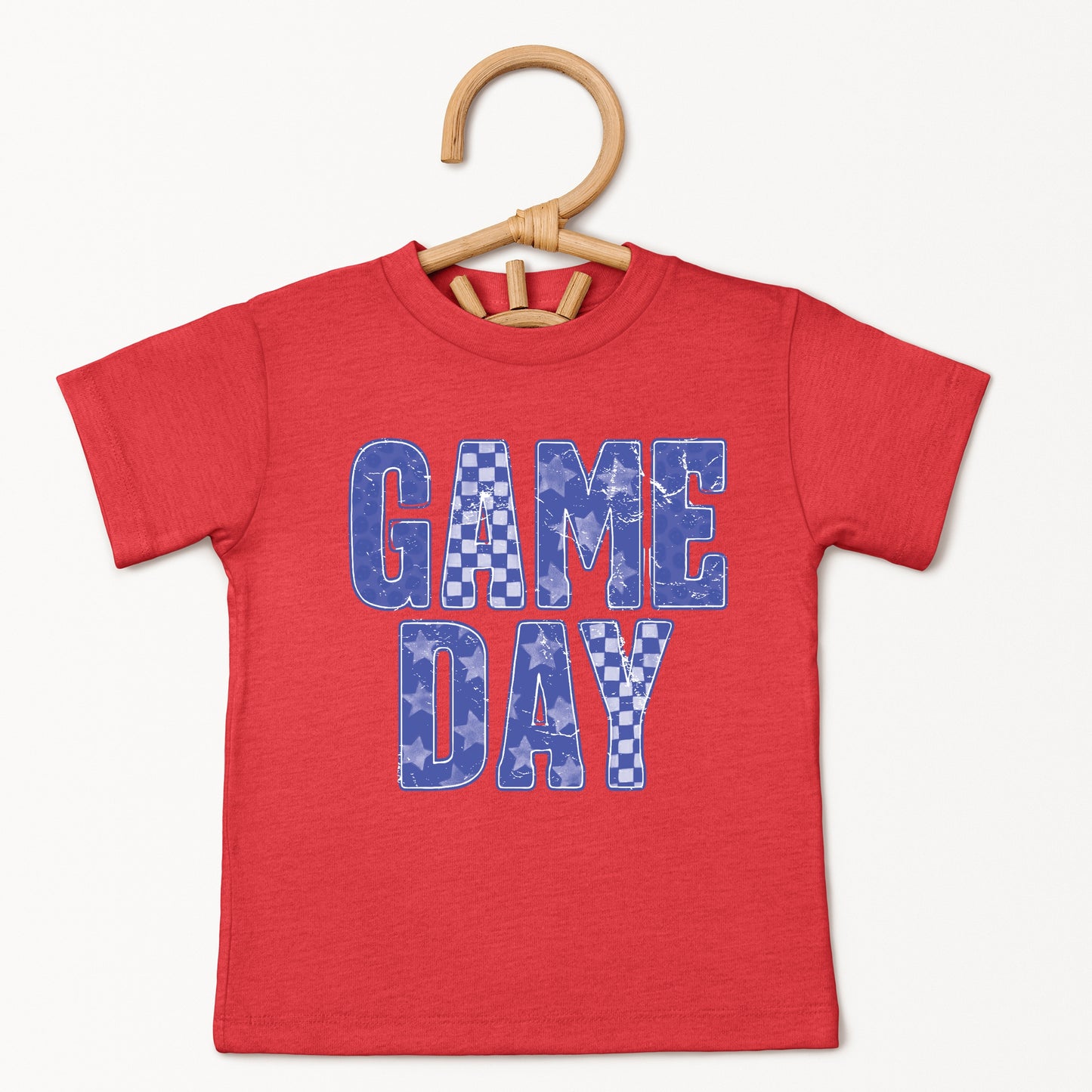 Game Day Blue Checkered - Kids Youth Short Sleeve Graphic T-Shirt and Toddler Short Sleeve Graphic T-Shirt