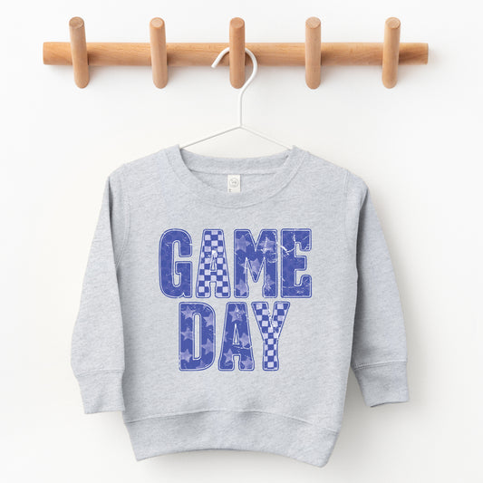 Game Day Blue Checkered - Kids Toddler Graphic Sweatshirt and Kids Youth Graphic Sweatshirt