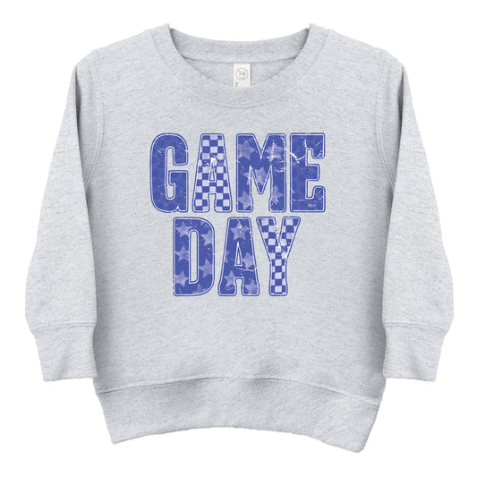Game Day Blue Checkered - Kids Toddler Graphic Sweatshirt and Kids Youth Graphic Sweatshirt