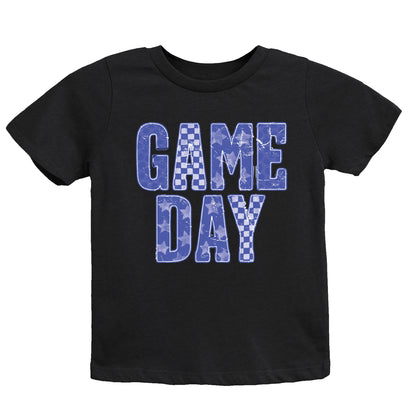 Game Day Blue Checkered - Kids Youth Short Sleeve Graphic T-Shirt and Toddler Short Sleeve Graphic T-Shirt