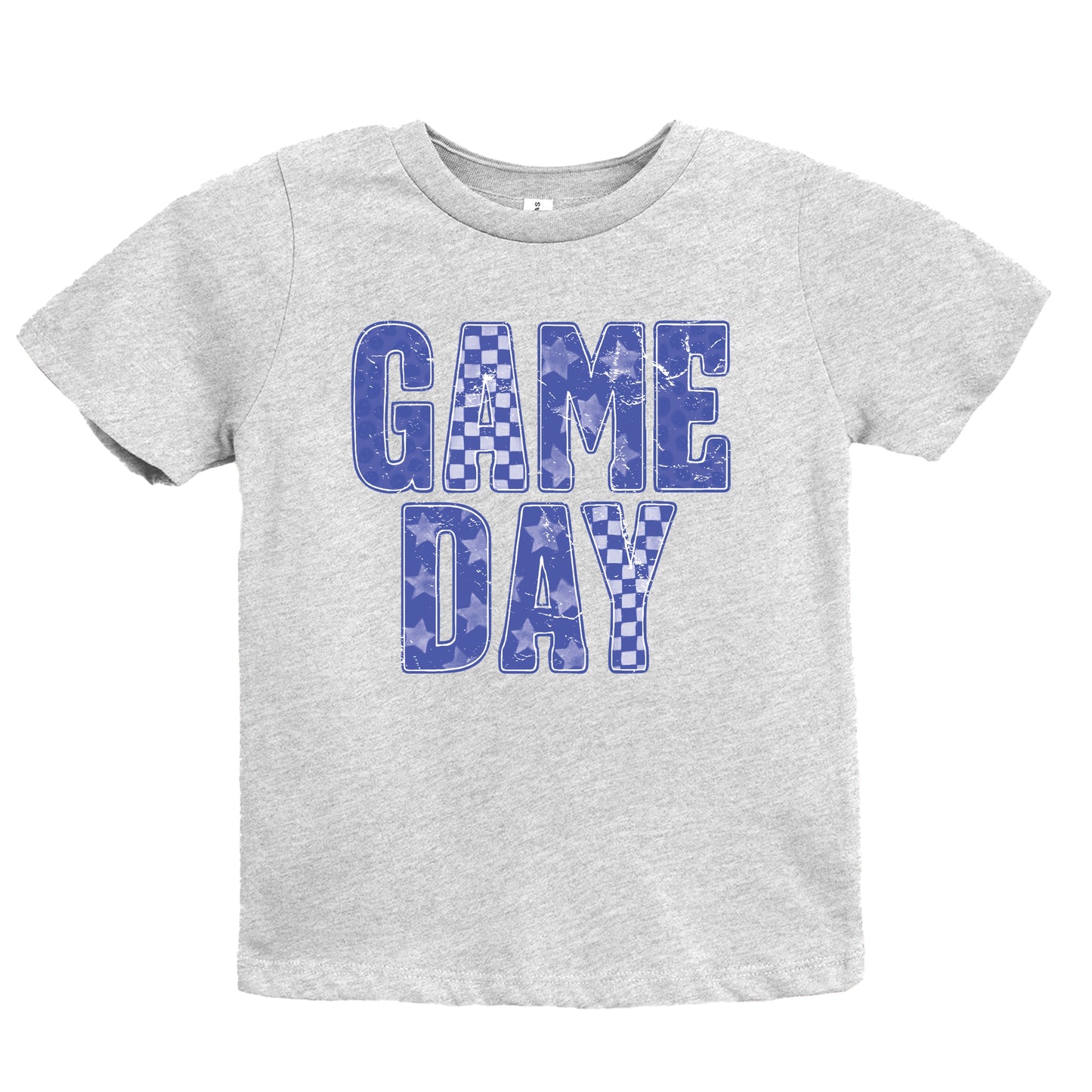 Game Day Blue Checkered - Kids Youth Short Sleeve Graphic T-Shirt and Toddler Short Sleeve Graphic T-Shirt