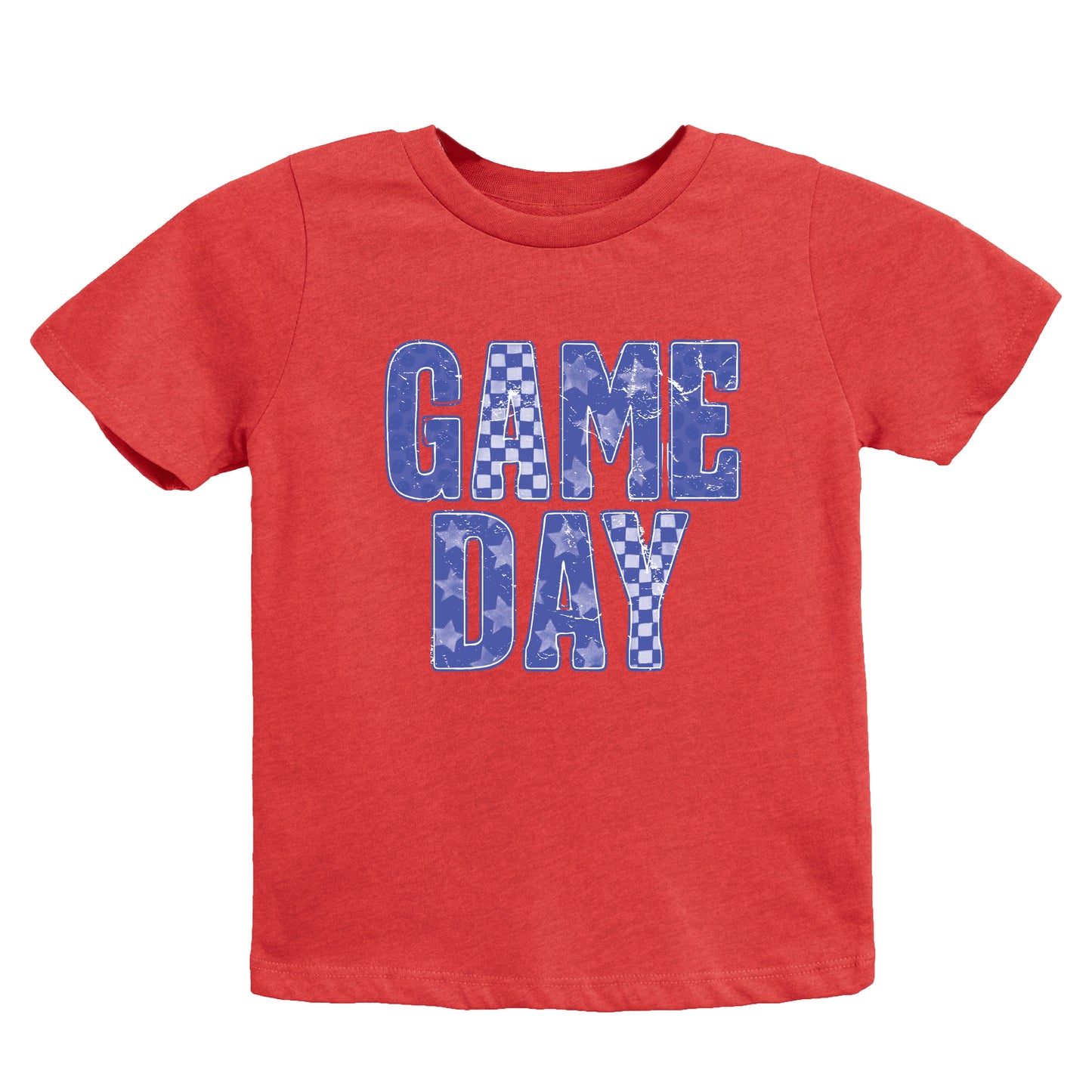 Game Day Blue Checkered - Kids Youth Short Sleeve Graphic T-Shirt and Toddler Short Sleeve Graphic T-Shirt