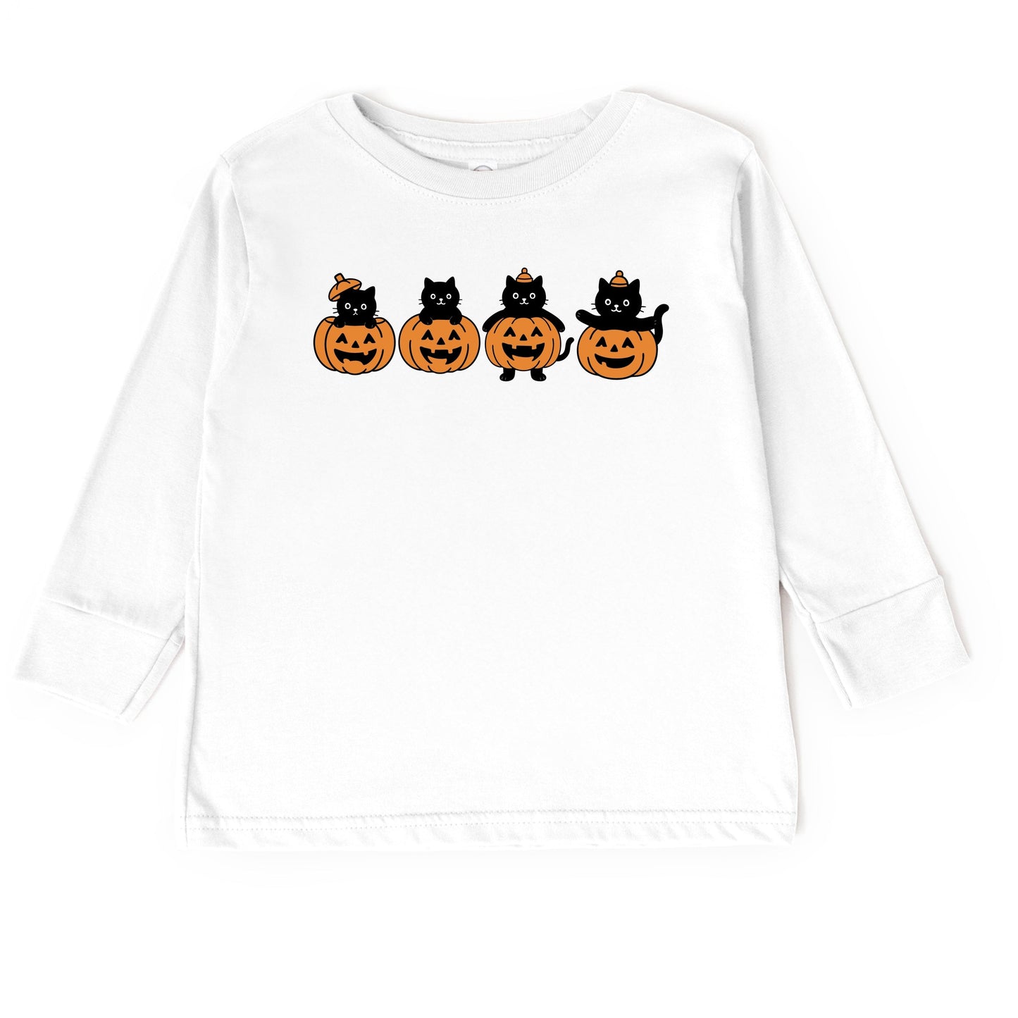 Four Black Cats Pumpkins - Toddler Long Sleeve Graphic Tee and Youth Long Sleeve Graphic T-Shirt