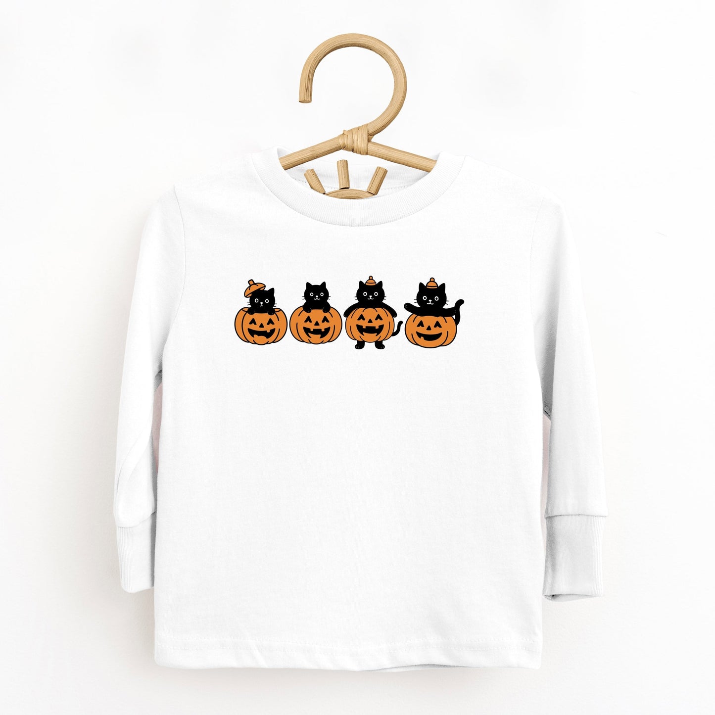 Four Black Cats Pumpkins - Toddler Long Sleeve Graphic Tee and Youth Long Sleeve Graphic T-Shirt
