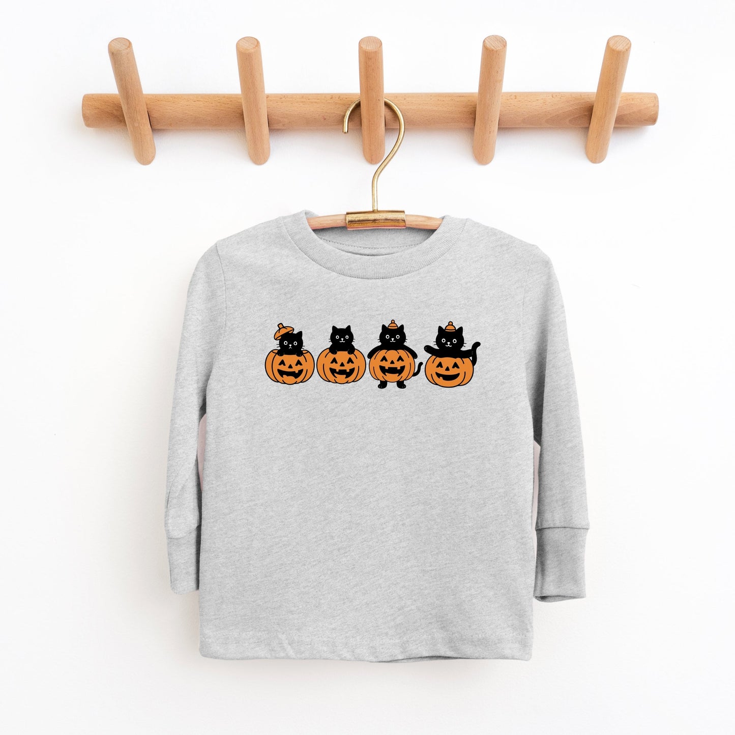 Four Black Cats Pumpkins - Toddler Long Sleeve Graphic Tee and Youth Long Sleeve Graphic T-Shirt