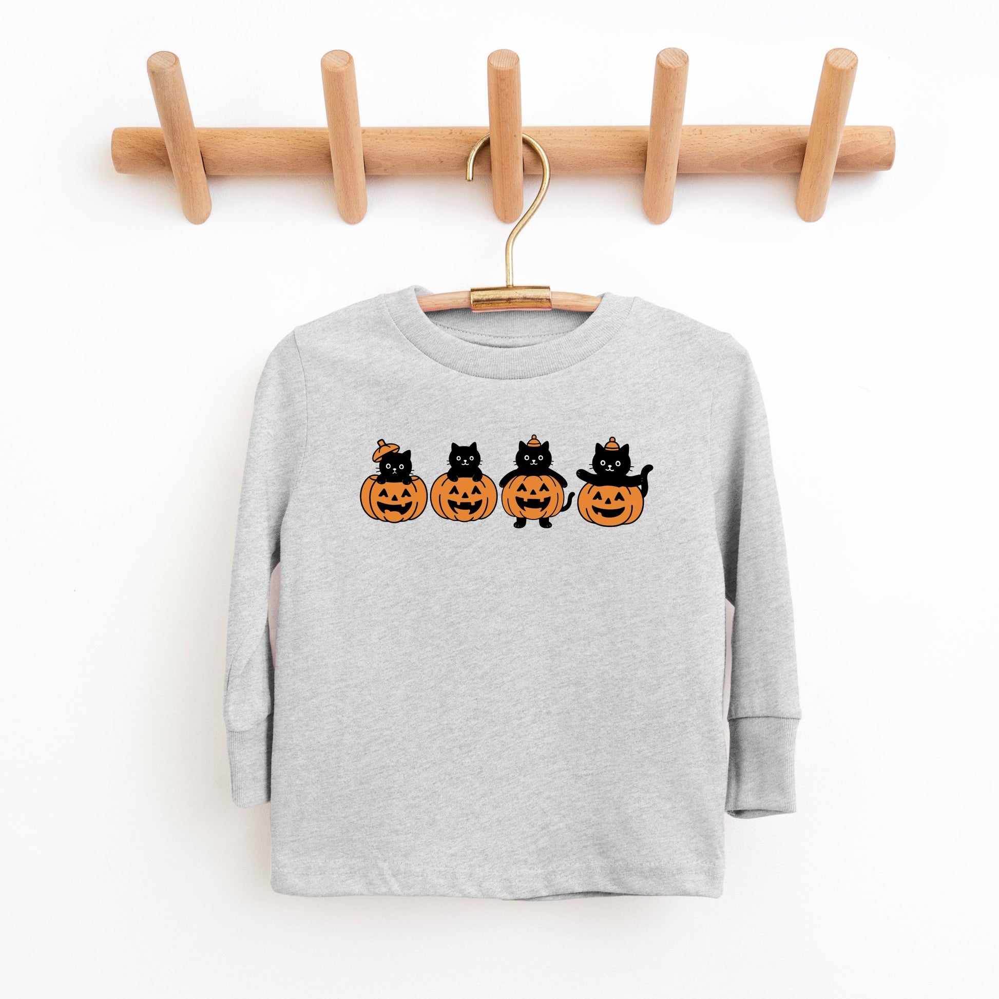 Four Black Cats Pumpkins - Toddler Long Sleeve Graphic Tee and Youth Long Sleeve Graphic T-Shirt
