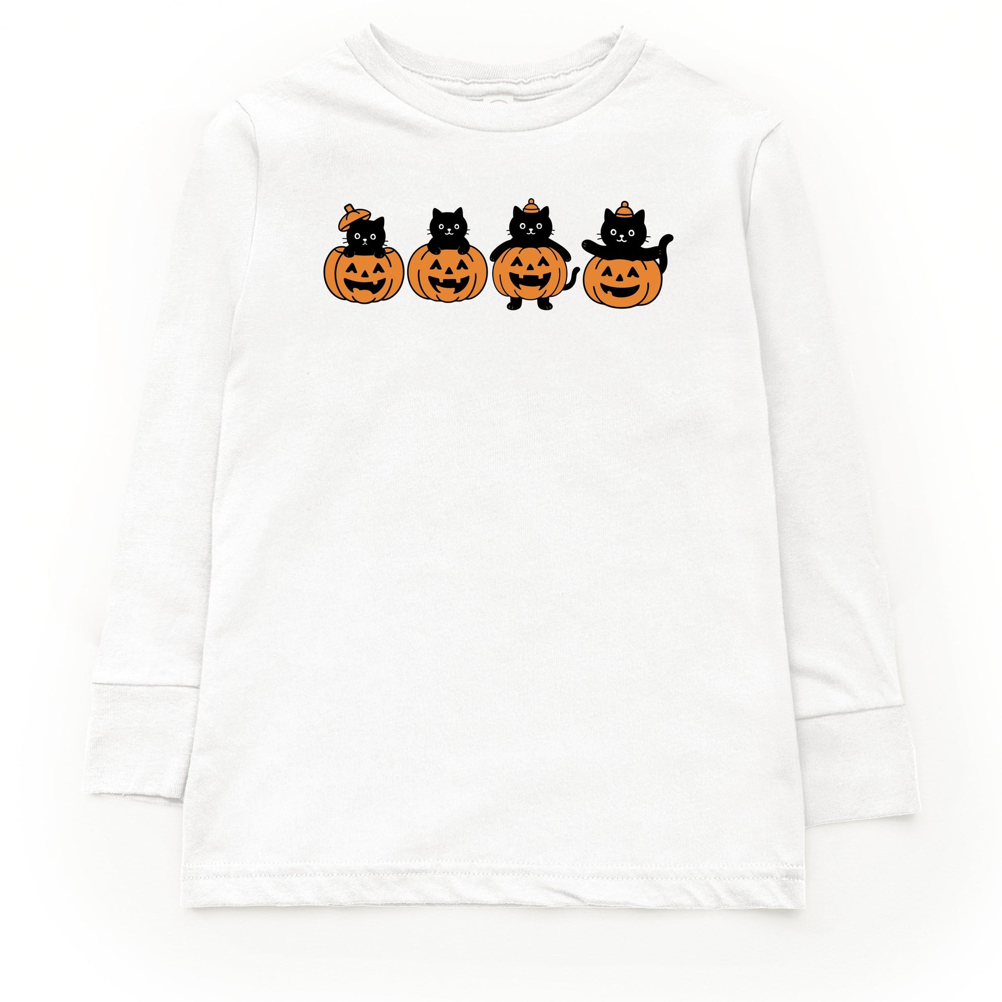Four Black Cats Pumpkins - Toddler Long Sleeve Graphic Tee and Youth Long Sleeve Graphic T-Shirt