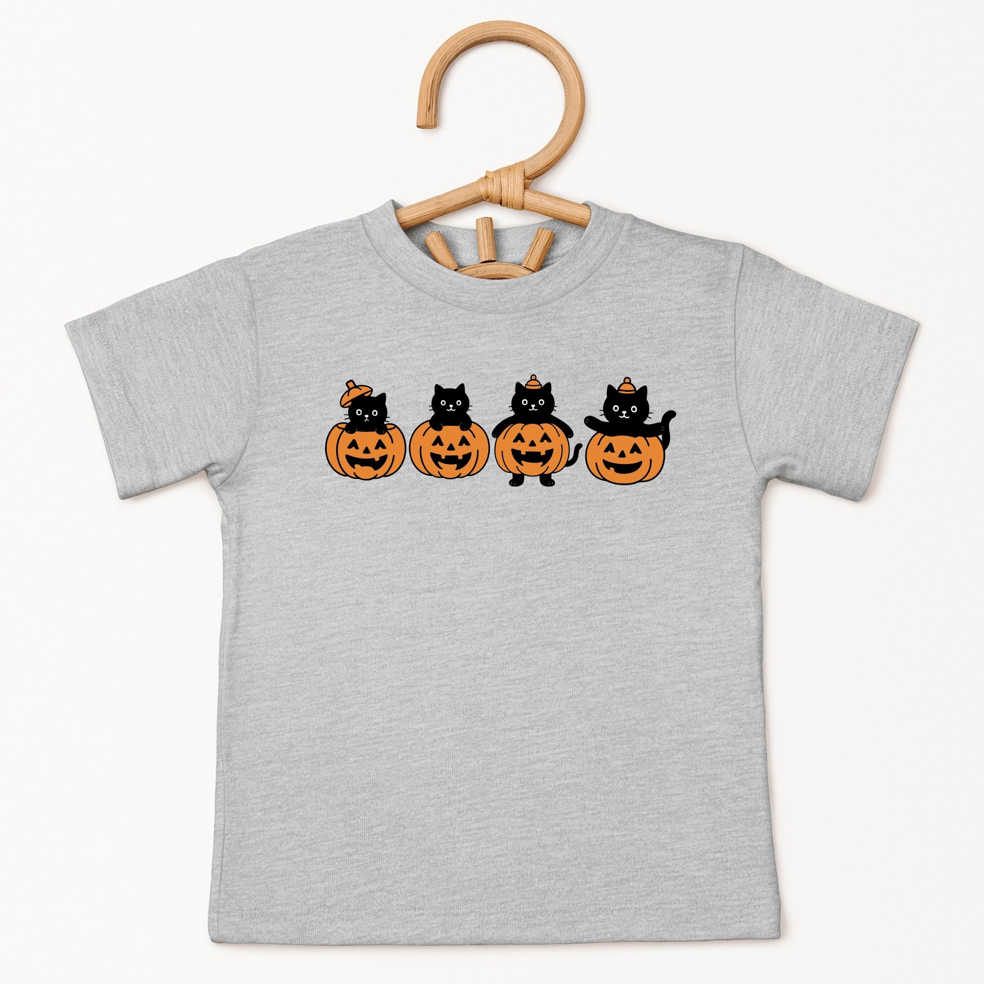 Four Black Cats Pumpkins - Youth Short Sleeve Graphic T-Shirt and Toddler Short Sleeve Graphic T-Shirt