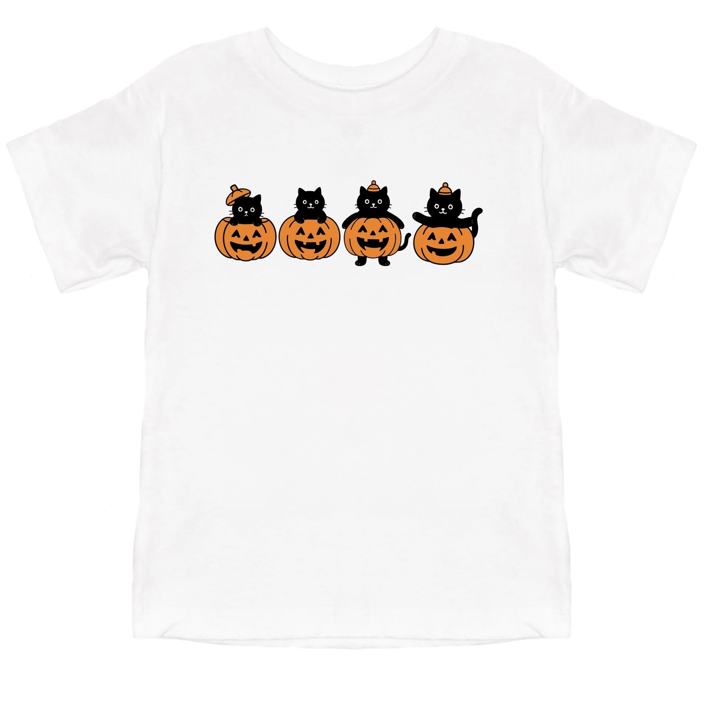 Four Black Cats Pumpkins - Youth Short Sleeve Graphic T-Shirt and Toddler Short Sleeve Graphic T-Shirt