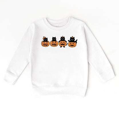 Four Black Cats Pumpkins - Toddler Graphic Sweatshirt and Youth Graphic Sweatshirt