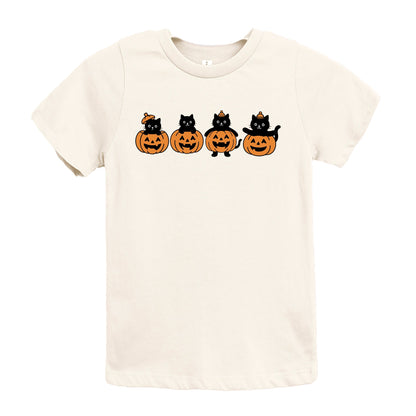Four Black Cats Pumpkins - Youth Short Sleeve Graphic T-Shirt and Toddler Short Sleeve Graphic T-Shirt