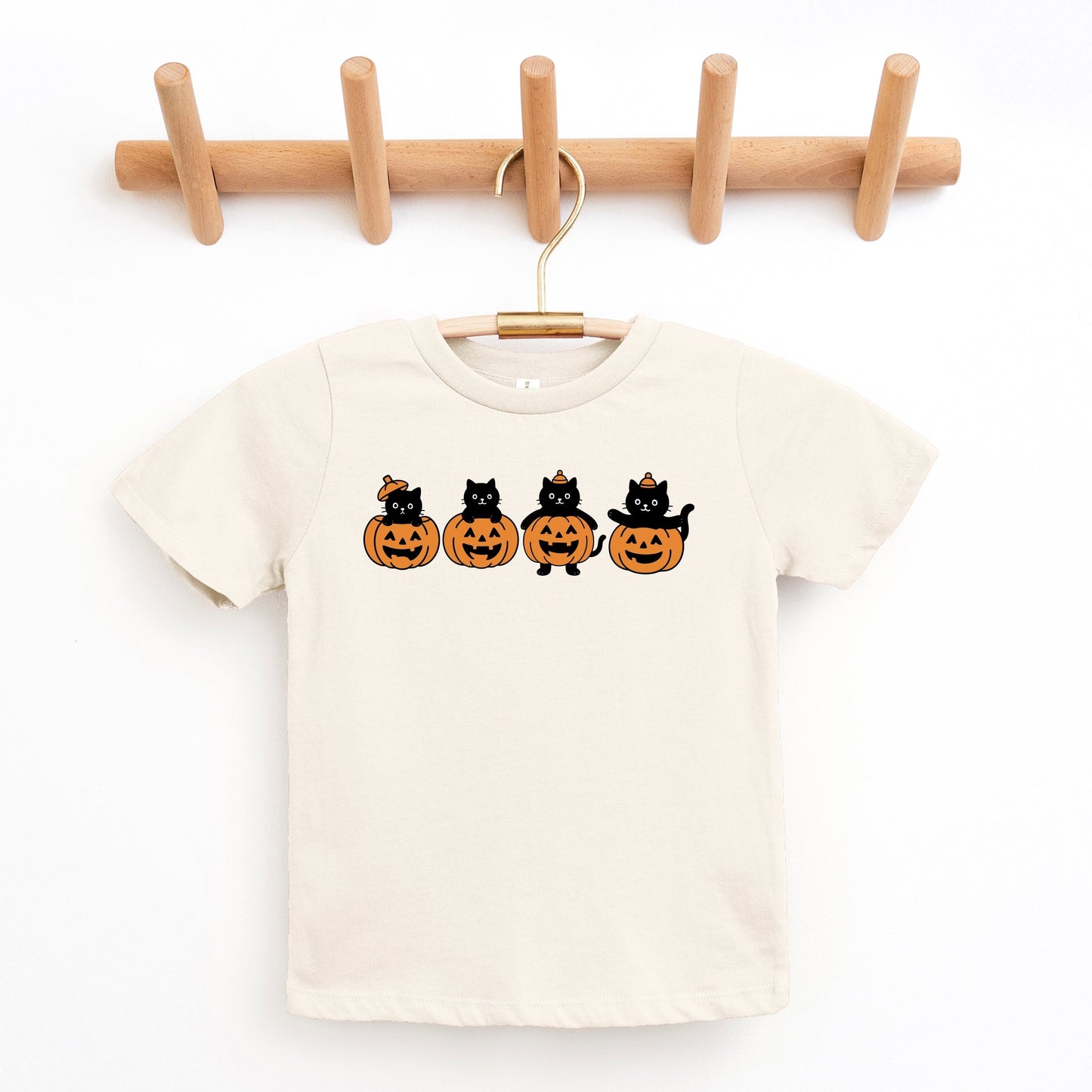 Four Black Cats Pumpkins - Youth Short Sleeve Graphic T-Shirt and Toddler Short Sleeve Graphic T-Shirt