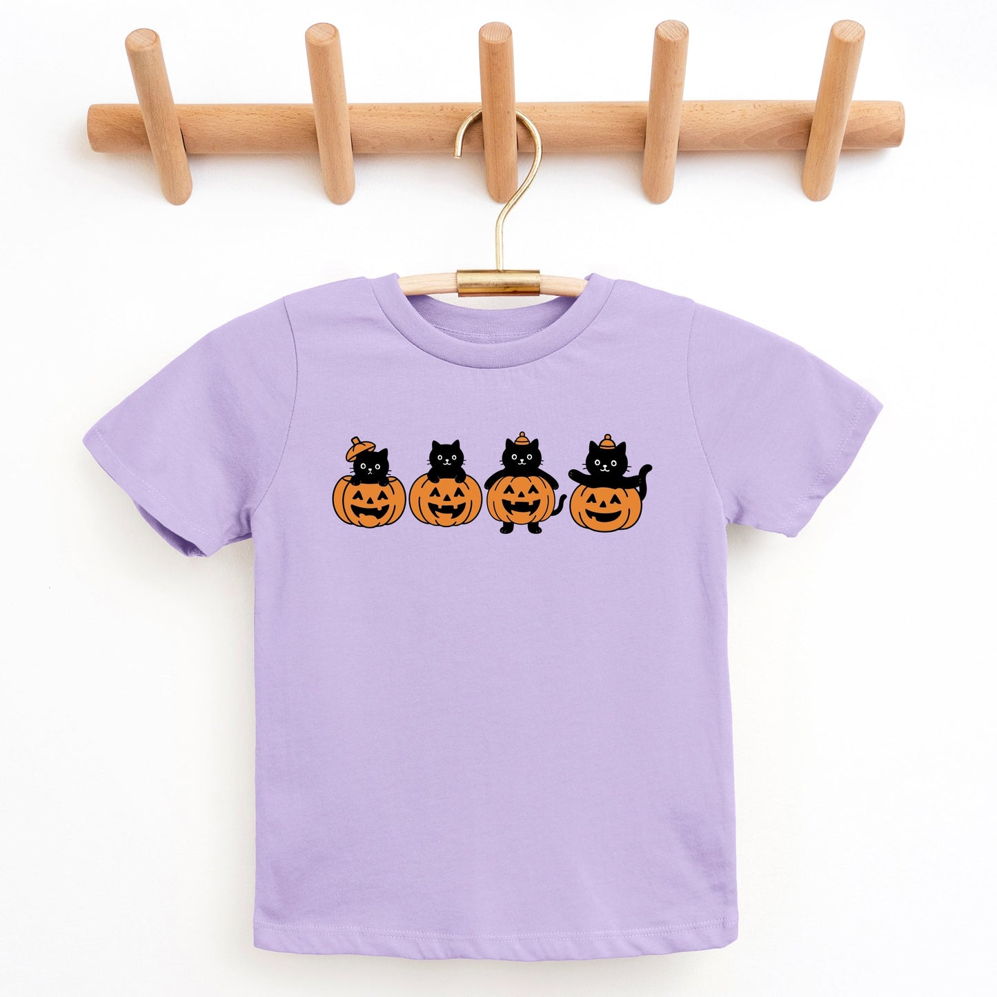 Four Black Cats Pumpkins - Youth Short Sleeve Graphic T-Shirt and Toddler Short Sleeve Graphic T-Shirt