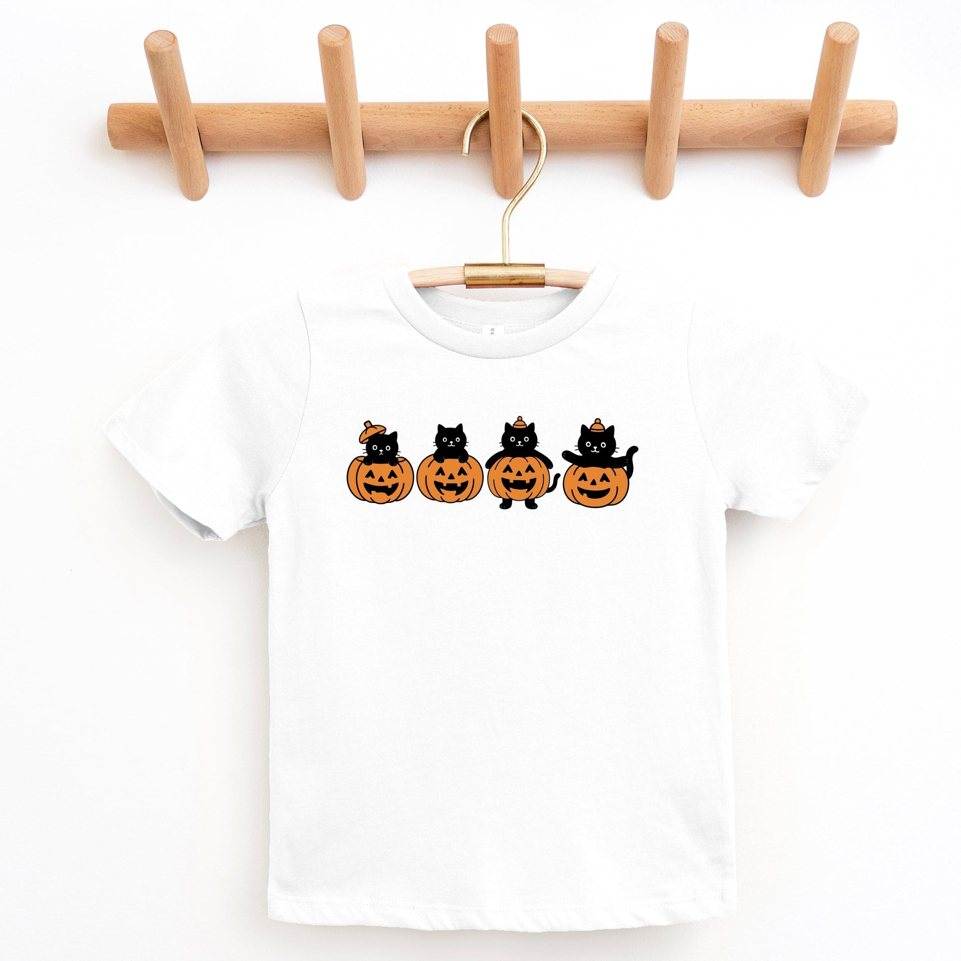 Four Black Cats Pumpkins - Youth Short Sleeve Graphic T-Shirt and Toddler Short Sleeve Graphic T-Shirt