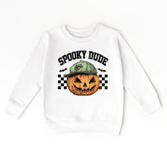 Spooky Dude Checkered Pumpkin - Toddler Graphic Sweatshirt and Youth Graphic Sweatshirt
