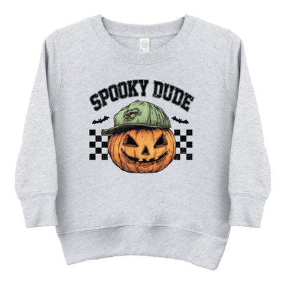 Spooky Dude Checkered Pumpkin - Toddler Graphic Sweatshirt and Youth Graphic Sweatshirt