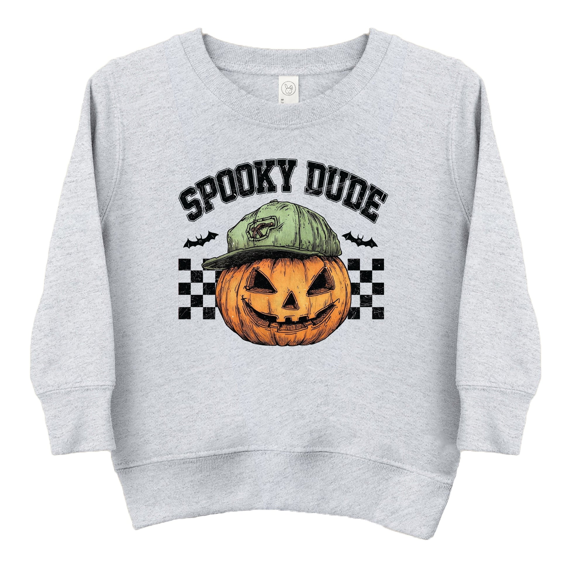 Spooky Dude Checkered Pumpkin - Toddler Graphic Sweatshirt and Youth Graphic Sweatshirt