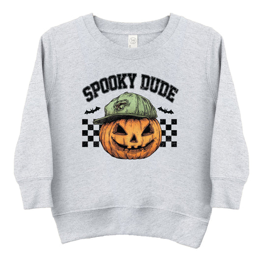 Spooky Dude Checkered Pumpkin - Toddler Graphic Sweatshirt and Youth Graphic Sweatshirt