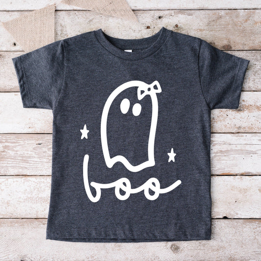 Boo Ghost Bow - Youth Short Sleeve Graphic T-Shirt and Toddler Short Sleeve Graphic T-Shirt