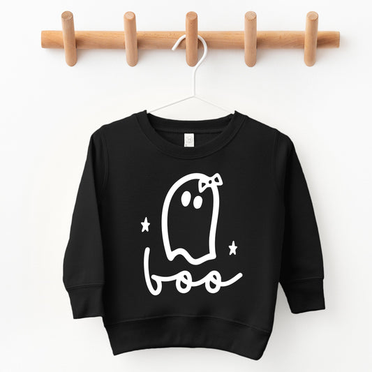 Boo Ghost Bow - Toddler Graphic Sweatshirt and Youth Graphic Sweatshirt