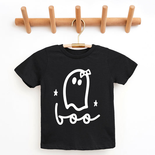 Boo Ghost Bow - Youth Short Sleeve Graphic T-Shirt and Toddler Short Sleeve Graphic T-Shirt