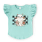 Checkered Ghost Rose - Kids Flutter Sleeve Tee