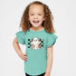 Checkered Ghost Rose - Kids Flutter Sleeve Tee
