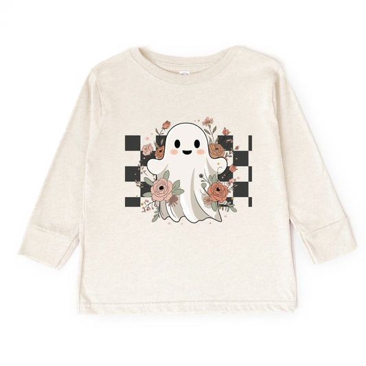 Checkered Ghost Rose - Kids Toddler Long Sleeve Tee and Kids Youth Long Sleeve Tee