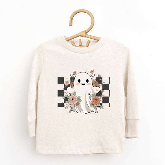 Checkered Ghost Rose - Kids Toddler Long Sleeve Tee and Kids Youth Long Sleeve Tee