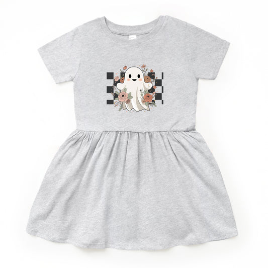 Checkered Ghost Rose - Kids Toddler Dress and Infant Dress